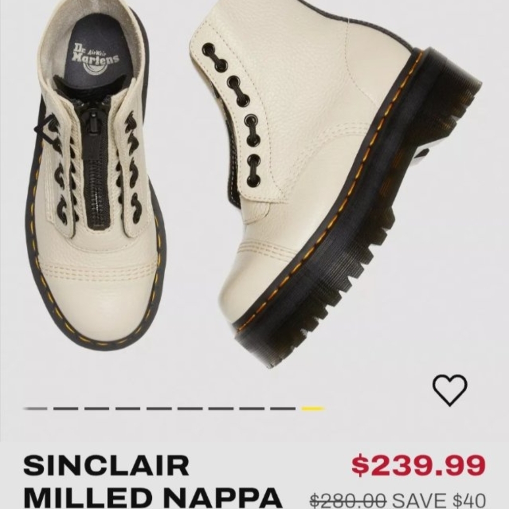 Dr. Martens Sinclair Milled Napa Leather Platform Boots 8US - Picture 8 of 10